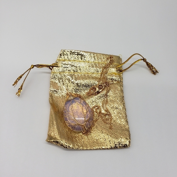 1262- Opalite Natural Stone Tree Of Life Necklace Handmade NWT - Picture 6 of 6